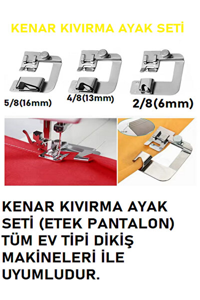 Swart Singer Zetina Janome ÖZEL Kıvırma Ayak seti (ayarlı) 2/8 (6mm)- 4/8(13mm)-5/8(16mm) 3 Adet 1tk