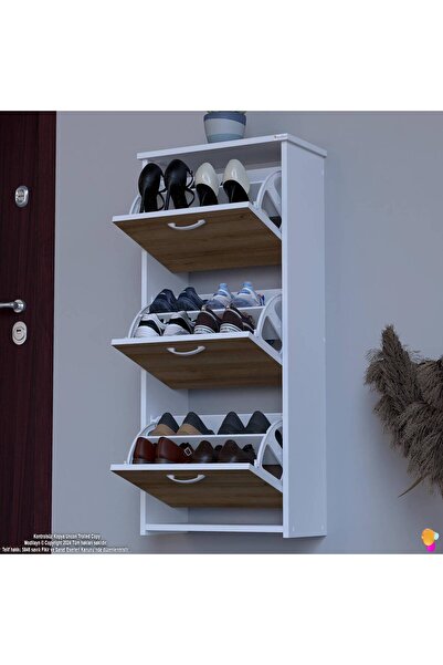 Modilayn WEST Asma Antre 52 x116x 26 cm’ lik 3 Düşer Kapak 6 Göz Bölmeli Ayakkabılık