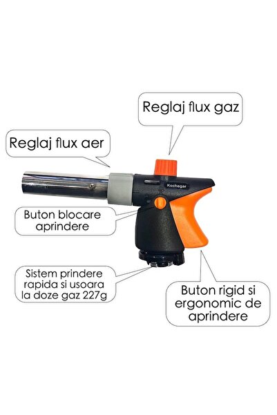 OEM Arzător multifuncțional profesional cu reglare a fluxului de aer, aprindere piezoelectrică, buton de blocare și...