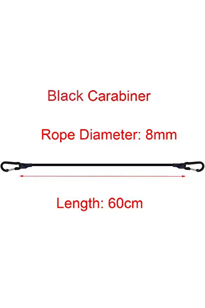 Choice Black 60cm 30-150CM Outdoor Elastic Rope with Black Hook Lightweight a...