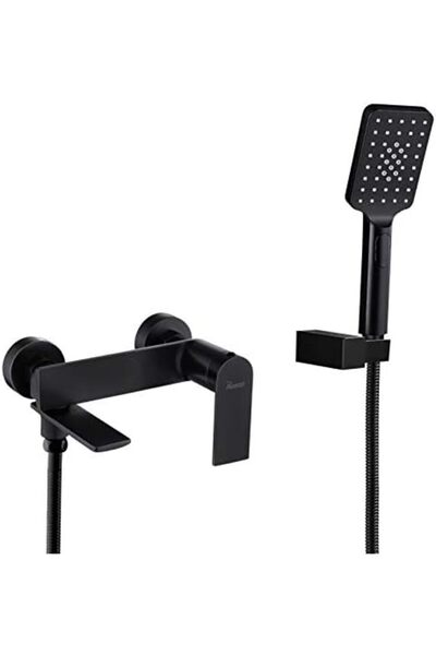 Generic Bath Tap with Hand Shower Wall Mounted Bath Tap Black Tap for Bathroom 90° Rotating Sp