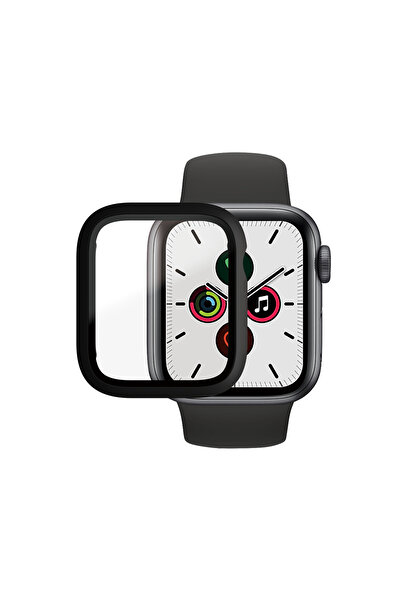 Panzer Glass ساعة Apple Watch Series SE/4/5/6 مقاس 40 مم كاملة الجسم - شفاف/أسود