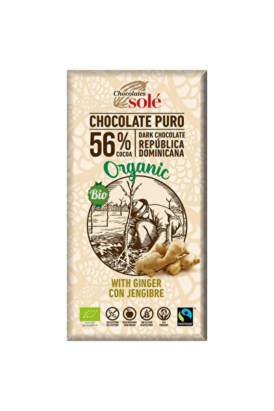 Pronat Ciocolată neagră cu ghimbir, 56% cacao, 100g ciocolată cu talpă de porumb