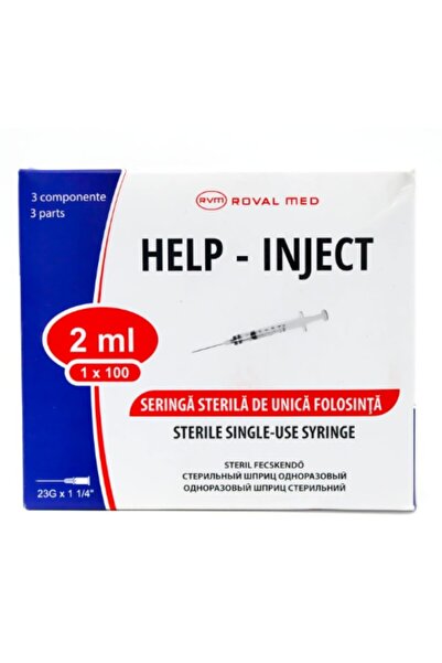 royal led Disposable 2ml Syringe with Needle, 100 pcs/box