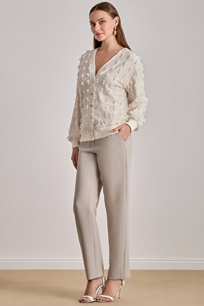 Guitar Düz Kesim Ekru Dantel Hırka