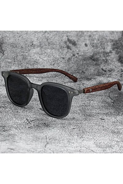 Choice Matte Grey Blue Trendy Retro Wood Grain Sunglasses for Women and Men N...