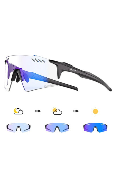 Choice نظارات رياضية BL-02 SCVCN UV400 بعدسات متغيرة اللون، مناسبة لركوب الدر...