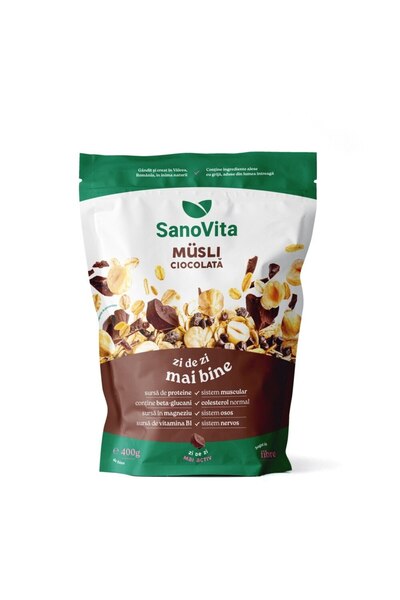 Sano Vita Muesli cu ciocolată, Sano Vita Zipper, 400 g