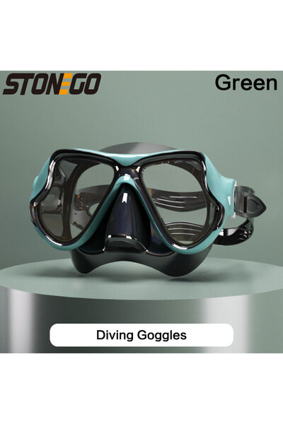 Choice مرآة غوص خضراء مصنوعة من السيليكون الناعم عالية الدقة نظارات سباحة للبالغين بإطار كبير