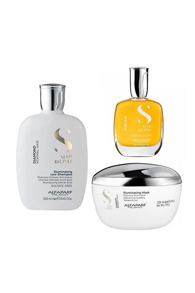 Alfaparf Milano Alfaparf Semi Di Lino Diamond Iluminating Shine Set with 250 ml Shampoo + 200 ml Mask + 50 ml Serum