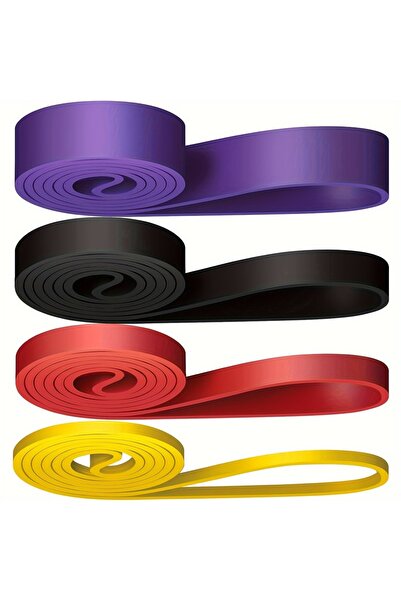 Choice مجموعة من 4 قطع من أشرطة المقاومة مع توتر قابل للتكديس - أشرطة مساعدة للتمرين والسحب للعضلات