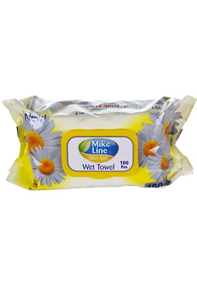 Elamkozmetik Șervețele umede cu mușețel Mike Line cu capac, 100 bucăți