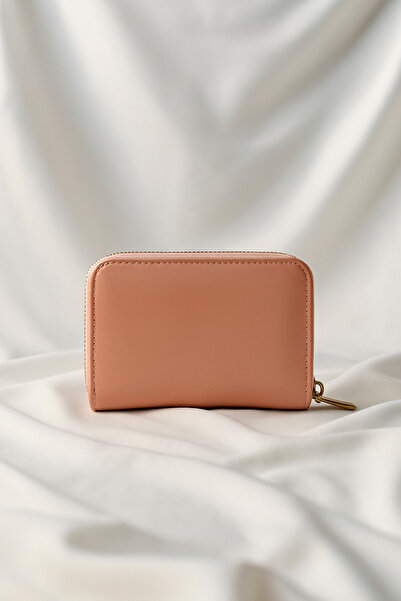 Aura Collection Online محفظة نويا من الجلد الصناعي اللامع بسحاب - برتقالي