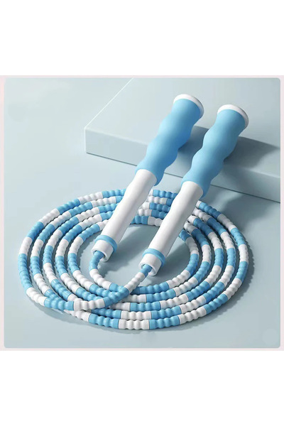 Choice حبل قفز مهارة أزرق سماوي 2.8 متر مصنوع من الخيزران والبولي فينيل كلوريد للمبتدئين البالغين والأطفال ناعم ومحبب لا يتشابك ومقسم للياقة البدنية