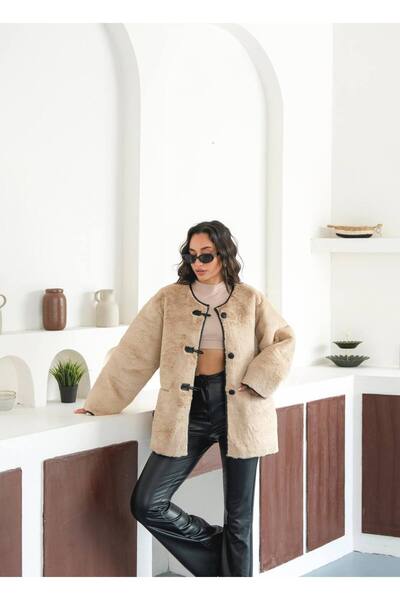 unika boutique Γυναικείο πολυτελές δερμάτινο μπουφάν με λεπτομέρειες από βελο...
