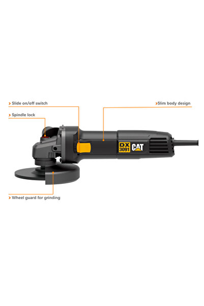 Caterpillar جلاخة زاوية كهربائية CAT DX3091.1 مقاس 4.5 بوصة (115 مم) بقوة 720 واط وسرعة 12000 دورة في الدقيقة
