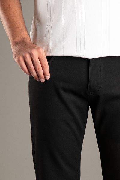 ZEKİ ÖZER PANTALONI DE BĂRBAȚI NEGRI DE IN FLEXIBIL