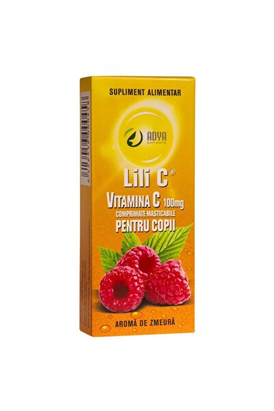 ADYA GREEN PHARMA Vitamin C, Adya Green Pharma, Raspberry, 100 mg, 30 Tablets