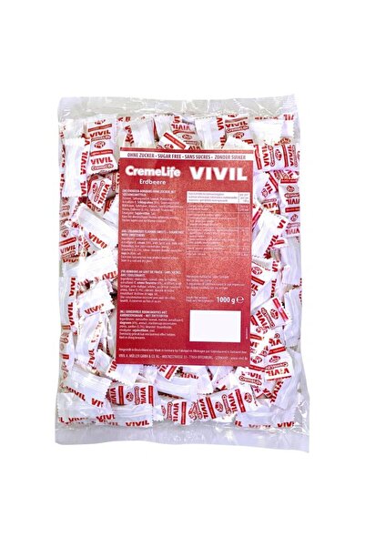 VIVILADY Bomboane cremoase fără zahăr cu aromă de căpșuni Vivil, 1 kg