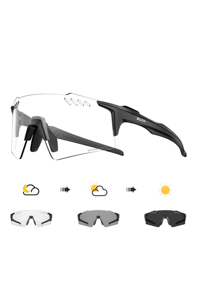 Choice نظارات ركوب الدراجات الضوئية BlackPhotochromic-01 SCVCN للجري في الهوا...