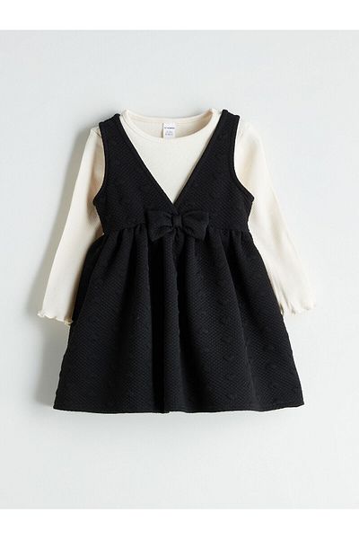 LC Waikiki New Season Bow Detailed Girl's Dress and T-Shirt
