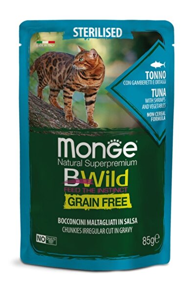 Monge Hrană pentru pisici sterilizate BWild - Hrana umeda super-premium - Ton...