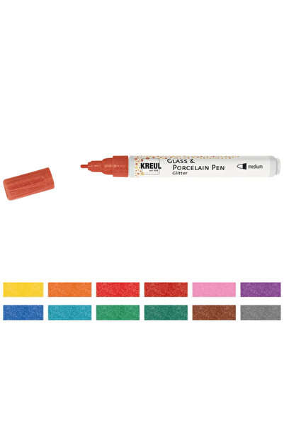 Kreul Маркери за стъкло и порцелан, брокат, среден размер, 12 цвята