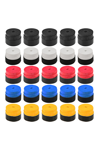 Choice مجموعة من 25 قطعة متعددة الألوان من مقابض مضارب التنس المضادة للانزلاق ومقابض مضارب الريشة الطائرة مع قبضة اهتزازية