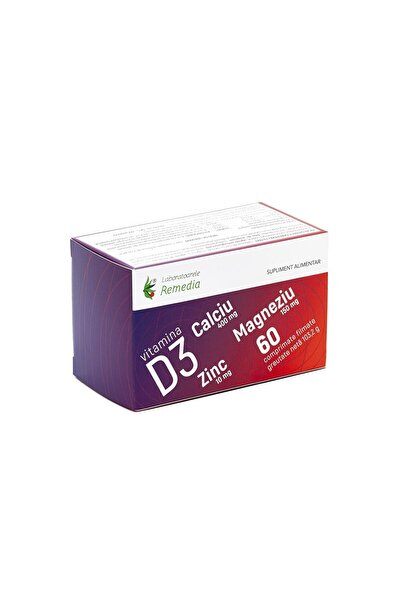 Remedia Ca + Mg + Zn + Vitamina D3, 60 de comprimate,