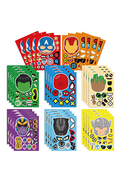 BANDAI 8 أوراق 24 ورقة من ملصقات أحجية المنتقمون الأبطال الخارقين من مارفل اص...