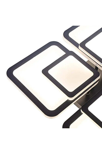 Alista Home Lustra LED cu telecomanda SUSAN 77 W, 4 Patrate, lumina Rece/Calda/Neutra, Dimabila, Negru