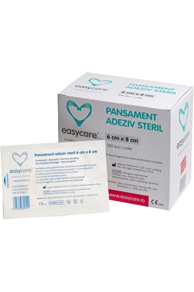 easycare Sterile Adhesive Dressing with Absorbent Pad 6cm x 8cm Easycare, 100 Pieces