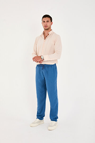 No Way Men's Baggy Fit Aerobin Linen Trousers
