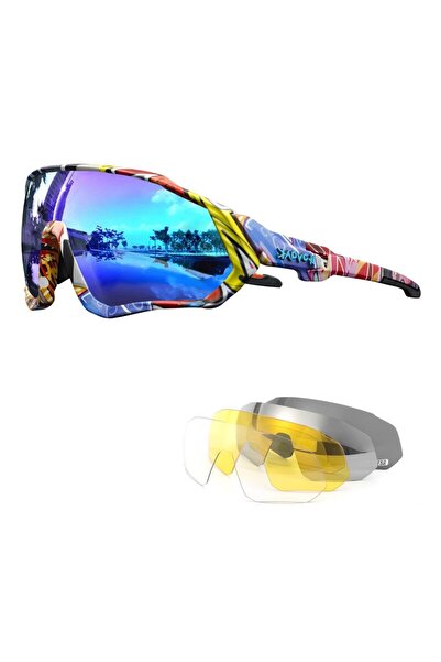 KAPVOE KE9408-5LENS-01 نظارات شمسية مستقطبة لركوب الدراجات للرجال والنساء نظا...