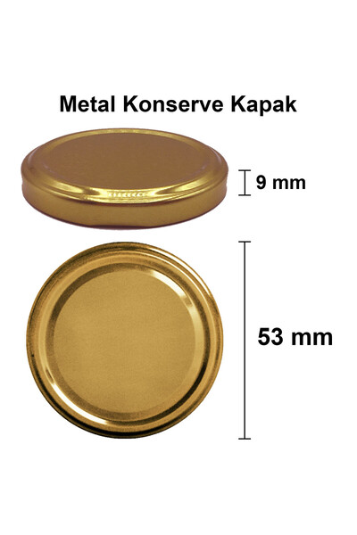 Afracam 244 ml Kavanoz Metal Gold Konserve Kapaklı 244 Cc Şeffaf Uzun Cam Kavanoz 2 Adet