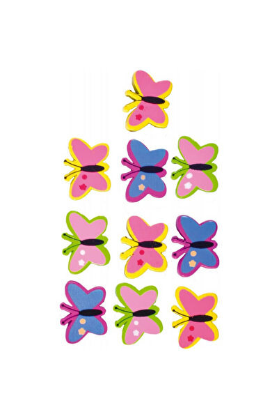 Junior Fluturi din lemn, 10 buc/set, diverse culori, Accesorii Art & Craft pe...