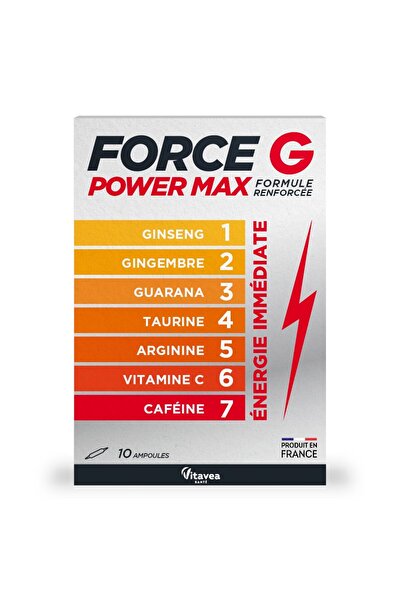 VitaVea FORCE G POWER MAX, 10 Drinkable Vials x 10 ml - Tonic for Immediate Energy