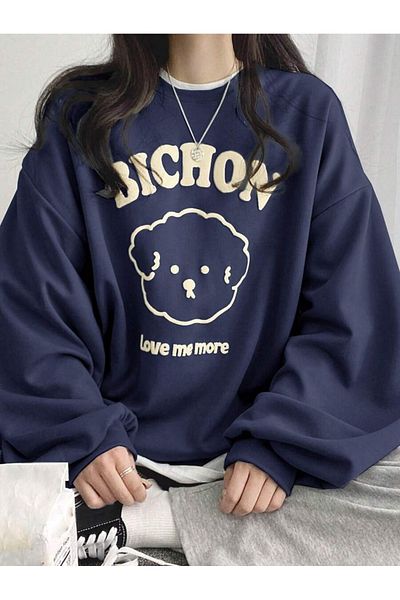 uyguntarz Unisex Love Me More Printed Oversize Sweatshirt