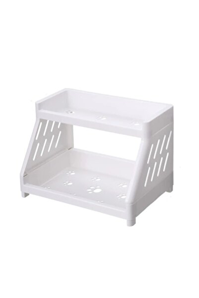 Choice رف عرض منظم لتخزين سطح المكتب من طبقتين باللون الأبيض مع تصميم مخلب ال...