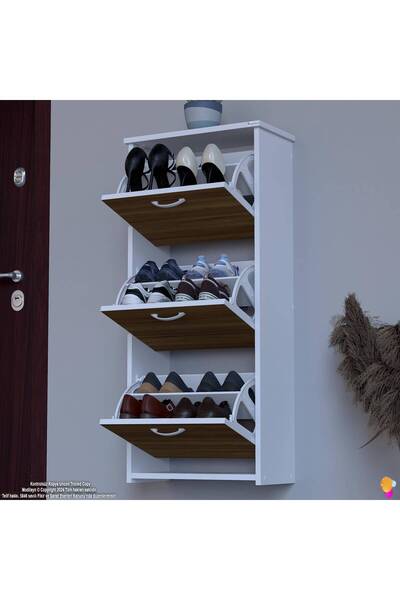 Modilayn WEST Asma Antre 52 x116x 26 cm’ lik 3 Düşer Kapak 6 Göz Bölmeli Ayakkabılık
