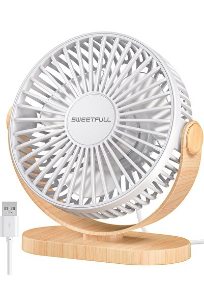 SWEETFULL مروحة مكتب، مروحة مكتب USB صغيرة صامتة، مروحة سطح مكتب شخصية محمولة...