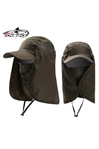 Choice قبعة صيد 10 WALK FISH واقية من الشمس سريعة الجفاف، غطاء بارد للوجه والرقبة، حماية كاملة من الأشعة فوق البنفسجية