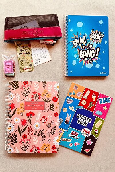 Le Color Akademik Ajanda + 240 Syf A5 Kareli Defter + 2100 Sticker + 10 Metal...