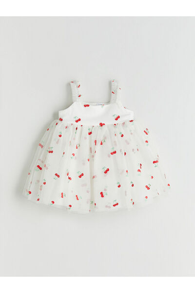 LC Waikiki New Season Square Collar Cherry Printed Baby Girl Tutu Dress