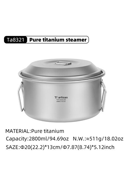 Choice 2.8 مل باخرة Tiartisan 2.1 لتر / 2.8 لتر مجموعة وعاء الحساء للتخييم من...