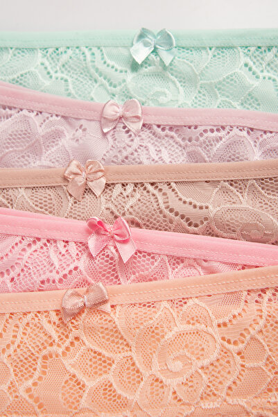 Happy Fox Pamuklu Lüks Dantelli Kadın Külot 5’li Set – Likralı Normal Bel Günlük Konfor