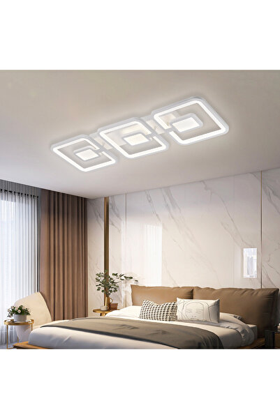 Alessandro DESIGN Lustra LED cu telecomanda FELIX 75W, 3 Patrate, lumina Rece...