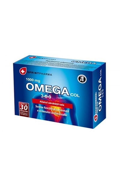 Sprint Pharma Nutritional Supplement, OMEGAcol 3-6-9, Sprint Pharma, Liver Protector, Capsules, 30 Pieces
