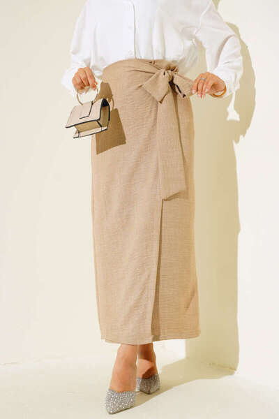 TrendParis Side Tie Linen Skirt