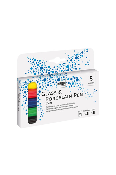 Kreul Прозрачни маркери Kreul за стъкло и порцелан, 5 бр./комплект
